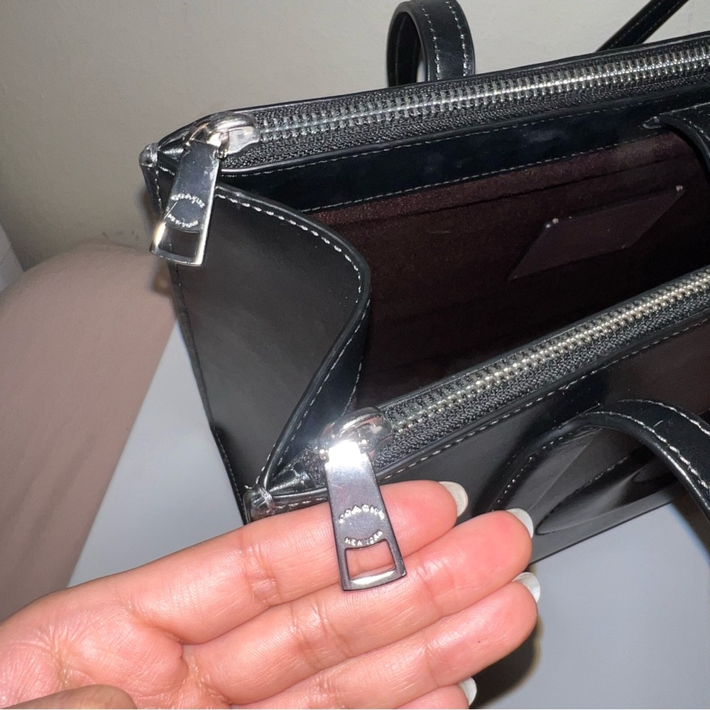 Coach Nina Black Leather Tote Bag CR096 - Picture 5 of 7